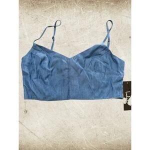 NWT Lulus Chambray Crop Cami Top Blue Smocked Back Size S